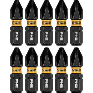 10-Piece FLEXTORQ® Impact Driver Bit Set - Phillips, 1/4", #2, 1", Black Oxide Coated HSS, Hex