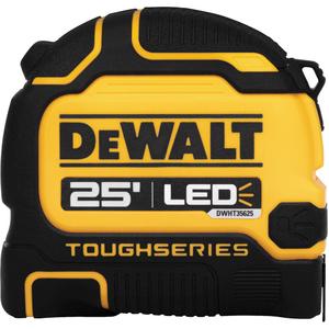 TOUGHSERIES™ LED Lighted Tape Measure - 25', (1) DWHT35625S Lighted Tape Measure; (1) USB Charging Cable
