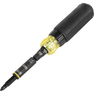 11-in-1 Ratcheting Impact Rated Screwdriver & Nut Driver - Phillips/Square/Torx®/Slotted, Plastic, #1, #2 Phillips; 3/16", 1/4" Slotted; #1, #2 Square; T25 TORX®, 1/4", 5/16"; 3/8" Power Nut Drivers; 1/2" standard Nut Driver