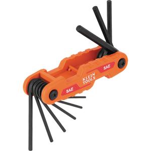 Compact Folding Hex Key Set - 9, Imperial, 4.6", Black Phosphate, 5/64'', 3/32'', 7/64'', 1/8'', 9/64'', 5/32'', 3/16'', 7/32'', 1/4'