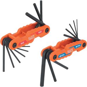 Compact Folding Hex Key Set - 17, Metric & Imperial, 4.6", Black Phosphate, 5/64'', 3/32'', 7/64'', 1/8'', 9/64'', 5/32'', 3/16'', 7/32'', 1/4'', 1.5mm, 2mm, 2.5mm, 3mm, 4mm, 5mm, 6mm, 8mm
