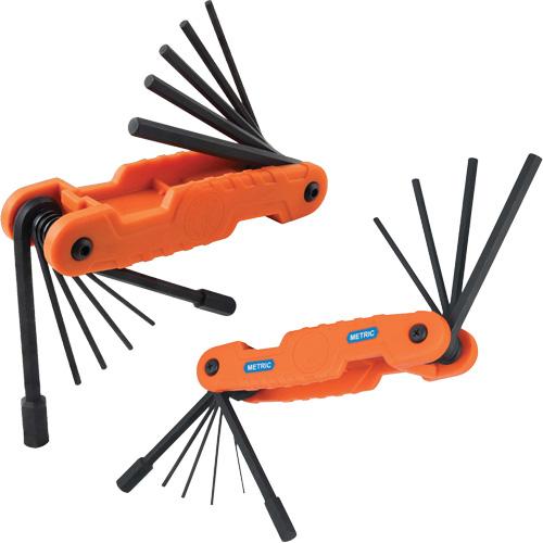 Pro Folding Hex Key Set - 21, Metric & Imperial, 6.63", Black Phosphate, 1/2'', 3/8'', 5/16'', 1/4'', 7/32'', 3/16'', 5/32'', 9/64'', 1/8'', 7/64'', 3/32'', 1.5 mm, 2 mm, 2.5 mm, 3 mm, 4 mm, 5 mm, 6 mm