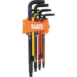 Colour-Coded Extra-Long L Style Hex Key Caddy Set - 9, Imperial, 7/64''; 1/8''; 9/64''; 5/32''; 3/16''; 7/32''; 1/4''; 5/16''; 3/8''