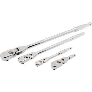 1/4", 3/8" & 1/2" Drive 120XP™ Full Polish Flex Handle Teardrop Ratchet Set - 4, Imperial, Ratchet/Flex Head
