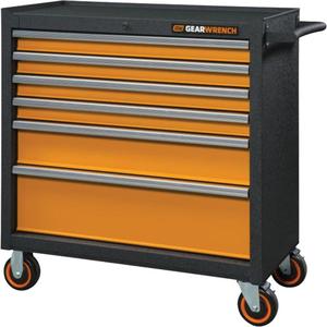 GSX Series Rolling Tool Cabinet - 6, Orange/Black, 18-1/5", 36", 37-2/5", 13057 in³, 100 lbs., 3 Years Limited