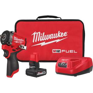 Fuel™ Stubby Impact Wrench Kit - 12 V, 3/8", Lithium-Ion, 0-3000, 6600 in-lbs, Tool, Battery & Charger, 5-Year Tool, 3-Year Battery, Compact, Friction Ring, 0-3300 IPM