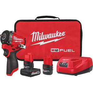 Fuel™ Stubby Impact Wrench Kit - 12 V, 3/8", Lithium-Ion, 0-3000, 6600 in-lbs, Tool, 2 Batteries & Charger, 5-Year Tool, 3-Year Battery, Compact, Friction Ring, 0-3300 IPM