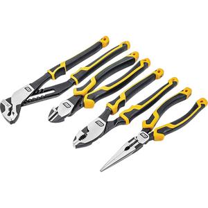 PITBULL Dual Material Mixed Plier Set - 4, 10" PITBULL K9™ V-Jaw Dual Material Tongue & Groove Pliers; 8" PITBULL Dual Material Slip Joint Pliers; 8" PITBULL Long Nose Plier Cushion Grip, Dual Material