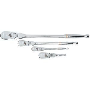 90 Tooth Flex Head Teardrop Ratchet Set - 4, Imperial, Ratchet, Square, 1/4", 3/8", 1/2", Long/Stubby, 4°
