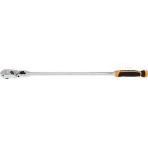 90-Tooth Dual Material Locking Flex Head Teardrop Ratchet - 24", 1/2", Cushion Grip, 4°, 0.64" (16.25 mm), 1.72" (43.68 mm), Square