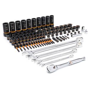 97-Piece Bolt Biter™ Mechanics Tool Set in Foam Storage Tray - 3/8" Drive 90-Tooth Teardrop Ratchet 8"; 3/8" Drive Extension 3"; Assortment of Adapters; Sockets; Nut Extractors; Drivers; Wrenches, Full Lifetime (Tools Only)