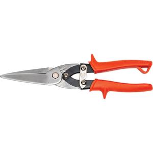 MultiMaster Compound Action Long Cut Aviation Snips - 3", 10-1/2", Straight, Orange, Straight, Nonslip