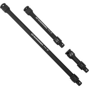 3-Piece Impact Locking Extension Set - 3/8", 6"/12", Manganese Phosphate, 3, ASME, 3/8" Drive Locking Impact Extension 3"; 3/8" Drive Locking Impact Extension 6"; 3/8" Drive Locking Impact Extension 12"