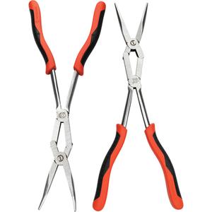 X2™ Straight and Bent Long Nose Dual Material Plier Set - 2, 13" X2™ Dual Material Long Reach Bent Nose Pliers; 13" X2™ Dipped Handle Long Reach Pliers, ASME, Rawhide, 17.087"