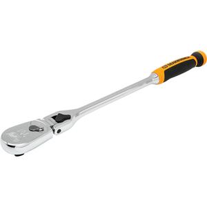 90-Tooth Dual Material Locking Flex Head Teardrop Ratchet - 17", 1/2", Ergonomic/Cushion Grip, B107.10, ANSI, Dual Material, 0.64", 1.72"