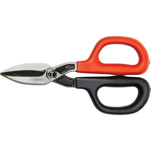 Straight Pattern Tinner Snips - 1-31/50", 7-1/5", Rings, Rawhide & Black, Straight, Polished, Cushion Grip, Light Steel, Vinyl