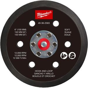 Soft Hook and Loop Sander Backing Pad - 6"