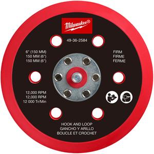 Firm Hook and Loop Sander Backing Pad - 6"