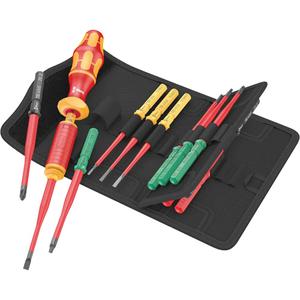 15-Piece Kraftform Kompakt Torque VDE Blade Set - 1000 V, Series 7400 VDE Kraftofrm Adjustable Torque Handle (0.3-3.5 Nm), PH1 x 157mm Kraftform Kompakt VDE 62 iS blade, PH2 x 157mm Kraftform Kompakt VDE 62 iS blade