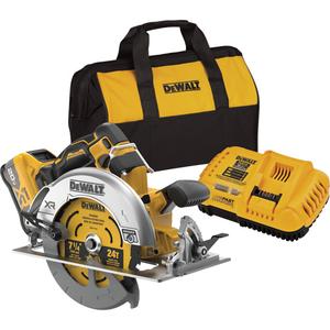 MAX* XR® Brushless Cordless Circular Saw Kit with XR POWERPACK™ - 20 V, 7-1/4", Lithium-Ion, 5500, (1) 20V MAX* XR® Brushless 7-1/4 in. Circular Saw, (1) DCB2108 20V MAX* XR POWERPACK™ 8 Ah Battery, (1) DCB118 Charger