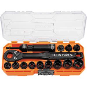 KNECT™ Essential Pass Through Impact Socket Set - 3/8", Impact, 28, (18) Sockets; (4) Adapters; (5) Chicklet Bits; (1) Handle; (1) Case, 5.25'' (13.3 cm), 1.63'' (4.1 cm), 9.25'' (23.5 cm)