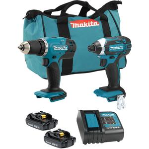 LXT 2 Tool Combo Kit - 18 V, Lithium-Ion, 18V LXT 1/2" Drill-Driver, Tool Only (DDF453Z); 18V LXT 1/4" Impact Driver, Tool Only (DTD152Z); Two 18V (Compact) Li-Ion Batteries BL1815N (196235-0)
