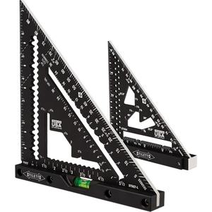 Frame to Finish 4.5" & 7" Rafter Square Set - 1/8", Anodized, (1) 4-1/2" Trim Square; (1) 7" Carpenter Square with Level, Speed, 2, 7.45"