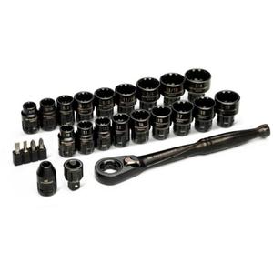 Pass-Thru™ Ratchet & Socket Set - 3/8", Hand/Standard, Standard, 25, Meets or Exceeds ASME, Meets or Exceeds ANSI, Standard, Black Oxide, Pass-Thru™