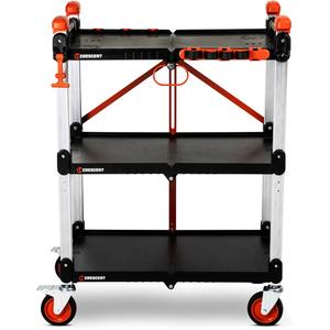 SITERUNNER 3-Shelf Folding Jobsite Cart - Black, 30-3/5", 20", 42-1/2", 100 lbs., 13.75", Thermoplastic Rubber (TPR), 5" dia. x 1" W