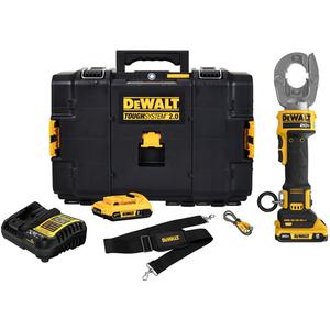 Compact Died Crimping Tool Kit - 20 V, Lithium-Ion, Inline, 180°, (1) DCE310 20V MAX* Compact Died Crimping Tool; (2) DCB203 20V MAX* 3Ah Batteries; (1) Charger; (1) Shoulder Strap; (1) USB-C Cable; (1) TOUGHSYSTEM® 2.0 Case