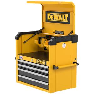 Heavy-Duty Tool Chest - 4, Yellow, 26", (1) Tool Chest; (1) Top Mat; (4) Drawer Liners; (1) Metal Rail; (1) Power Tool Holster; (1) 2 Pack of Bins; (2) Keys, Organization, Storage, 10 Year Limited