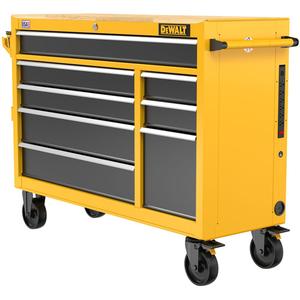 Heavy-Duty Mobile Workstation - 8, Yellow, 52", (1) Workstation; (8) Drawer Liners; (2) Metal Rails; (2) Power Tool Holsters; (2) Short Standard Hooks; (2) Keys, Organization, Storage, 10 Year Limited