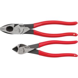 Dipped Grip Cutting Pliers Set - 2, 9" Lineman's Dipped Grip Pliers; 8" Diagonal Dipped Grip Cutting Pliers, Limited Lifetime, Forged Steel, 1.5"