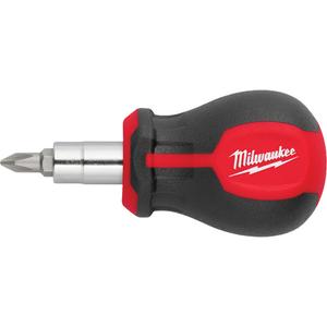 6-in-1 Stubby Multi-Bit Screwdriver - Cushion Grip, 3", PH1; PH2; SL3/16"; SL1/4", Limited Lifetime, Polyurethane, 1.3"