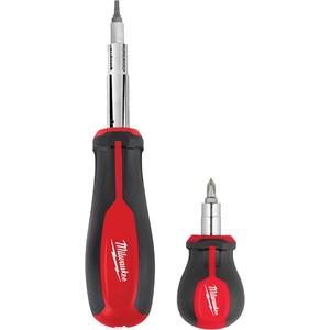11-in-1 Multi-Bit Screwdriver & 6-in-1 Stubby Multi-Bit Screwdriver Set - Cushion Grip, 3"/9-4/5", 1/4", 5/16", 3/8", PH1; PH2; SL1/4"; SL3/16"; SQ1; SQ2; T10; T15, Polyurethane, 1.5"