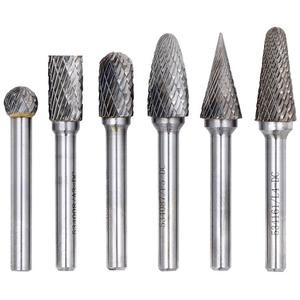 CBHP-6 JET-KUT® Carbide Bur Set - 6, Cast Iron, Ceramic, Hardened Steel, Hardwoods, Non-Ferrous Materials, Plastic, Stainless Steel, Steel, Double
