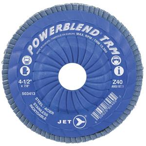 POWERBLEND TRM Trimmable Flap Disc - Z120, 4-1/2", 7/8", Zirconia Alumina, 29, 13,300 RPM, Stainless Steel, Steel, Polymer