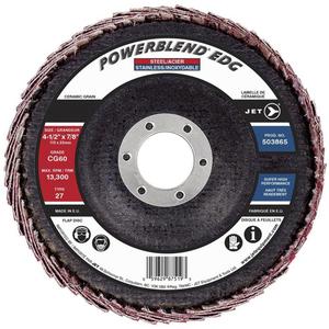 POWERBLEND EDG Flap Disc - CG60, 4-1/2", 7/8", Ceramic, 27, 13,300 RPM, Stainless Steel, Steel, Fibreglass