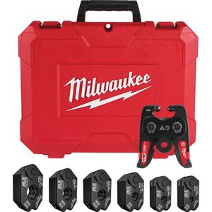 1/4" - 7/8" RLS® Pivoting Press Ring Kit for M18™ FORCE LOGIC™ Press Tool - 1/4" RLS® Pivoting Press Ring; 3/8" RLS® Pivoting Press Ring; 1/2" RLS® Pivoting Press Ring; 5/8" RLS® Pivoting Press Ring; 3/4" RLS® Pivoting Press Ring; 7/8" RLS® Pivoting Press Ring; X4 Ring Jaw; Carrying Case