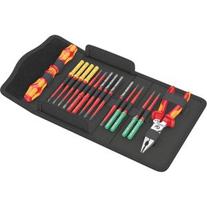 Kraftform Kompakt VDE 17 Extra Slim 1 Tool Finder - 1000 V, 17, 14 VDE blades (each 157 mm length); 2x 817 VDE bladeholding screwdrivers for Wera VDE blades; 1x Knipex VDE 13 96 200 plier