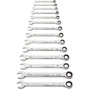 90-Tooth 12 Point SAE Wrench Set - 14, Imperial, Ratcheting Combination, Full Lifetime, 1/4"; 5/16"; 11/32"; 3/8"; 7/16"; 1/2"; 9/16"; 5/8"; 11/16"; 3/4"; 13/16"; 7/8"; 15/16"; 1"