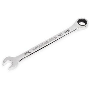 90-Tooth 12 Point Ratcheting Combination Wrench - 12, 8-3/8", 9/16", Chrome, Plain, Full Lifetime