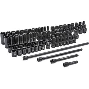 6 Point SAE/Metric Master Socket Set - 3/8", Impact, Deep/Standard, 80, Full Lifetime, 3/16" - 3/4" & 4mm - 21mm