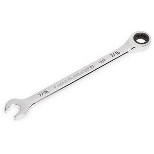 90-Tooth Ratcheting Combination Wrench - 12, 7", 7/16", Chrome, Plain, Full Lifetime