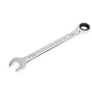 90-Tooth Ratcheting Combination Wrench - 12, 16-3/4", 1-1/4", Chrome, Plain, Full Lifetime