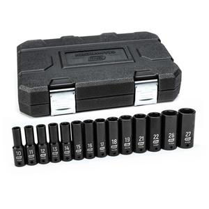 6 Point Metric Socket Set - 1/2", Impact, Deep, 14, Full Lifetime, 10mm; 11mm; 12mm; 13mm; 14mm; 15mm; 16mm; 17mm; 18mm; 19mm; 21mm; 22mm; 26mm; 27mm