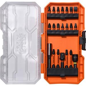 21-Piece Impact Driver Bit Set - 5/16'', Magnetic, (4) Phillips Bits; (2) Slotted Bits; (5) Square Bits; (7) TORX® Bits; (1) Power Nut Driver; (1) Square Adapter; (1) Bit Holder; (1) MODbox™ Compatible Case