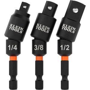 Swivel Impact Driver Socket Adapter Set - 1/4", Set, Ball, 2-17/20", Black Oxide, Alloy Steel, Black, Orange, SAE