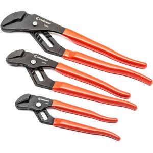Straight Jaw Dipped Handle Tongue & Groove Plier Set - 3, Full Lifetime, 10" Straight Jaw Dipped Handle Tongue & Groove Pliers; 12" Straight Jaw Dipped Handle Tongue & Groove Pliers; 7" Straight Jaw Dipped Handle Tongue & Groove Pliers
