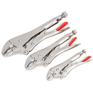 Curved Jaw Locking Pliers with Wire Cutter Set - 3, Full Lifetime, 10" Curved Jaw Locking Pliers with Wire Cutter; 5" Curved Jaw Locking Pliers with Wire Cutter; 7" Curved Jaw Locking Pliers with Wire Cutter